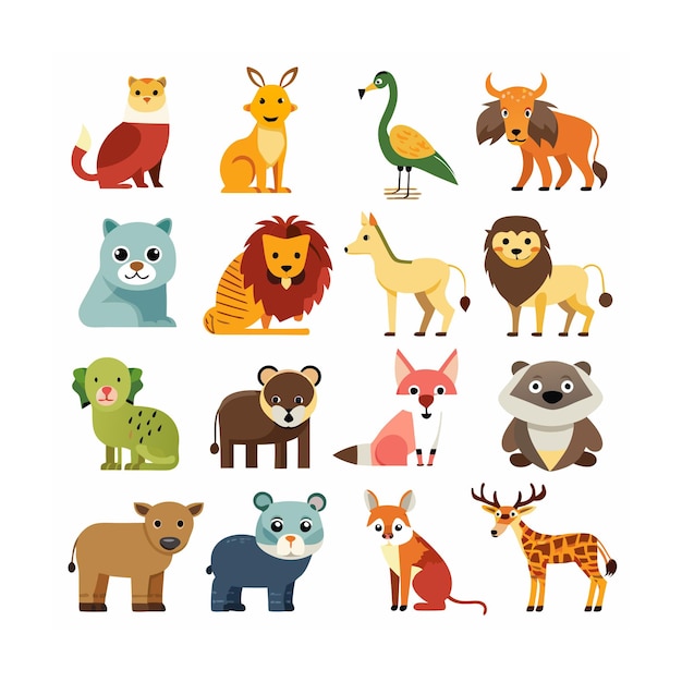 Animal and Wildlife Icon Set Vector Illustration