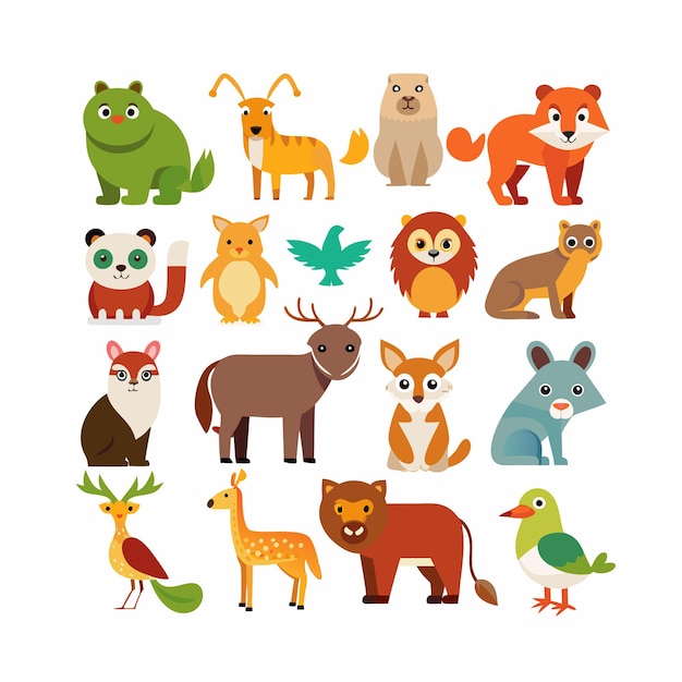 Vector animal and wildlife icon set vector illustration