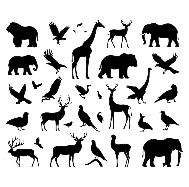 Vector animals collection silhouettes vector