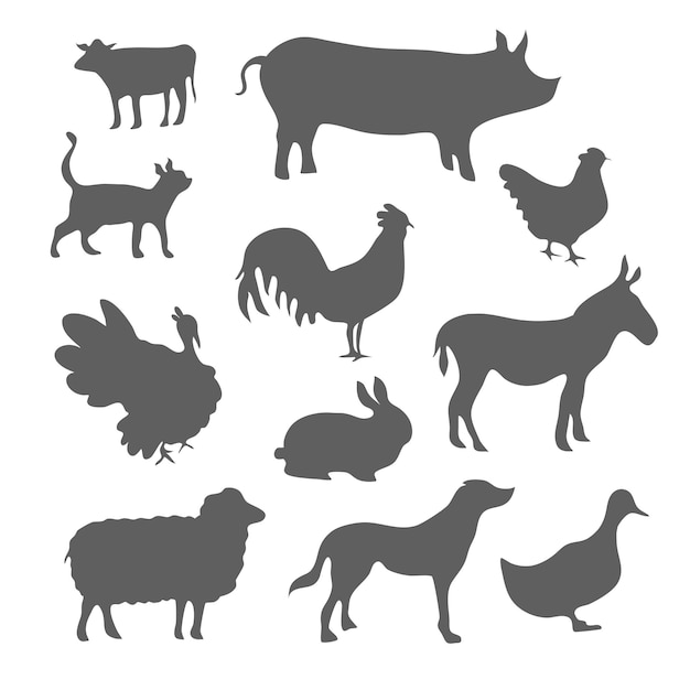 Animals silhouette bundle set vector