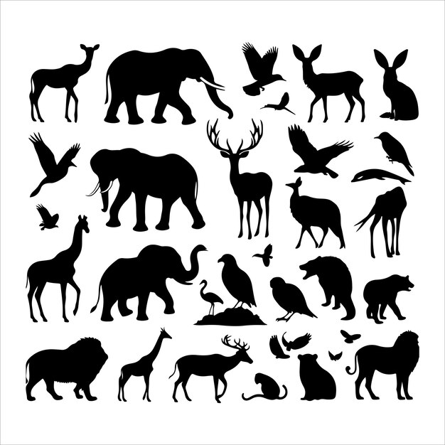 Vector animals silhouettes vector