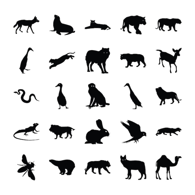 Vector animals solid pictograms pack