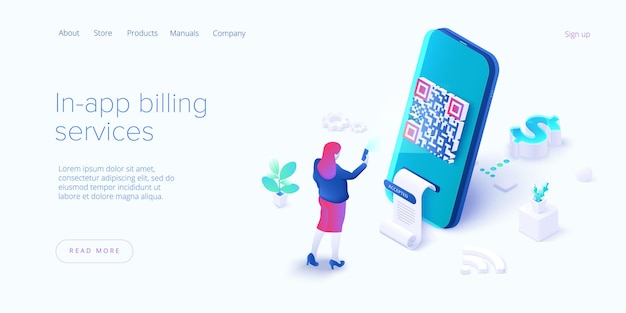 In app billing service in isometric style