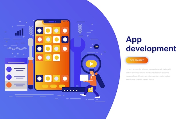 App development modern flat concept web banner