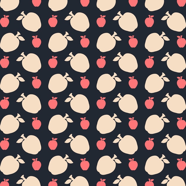 Apple black background trendy repeating colorful pattern vector illustration