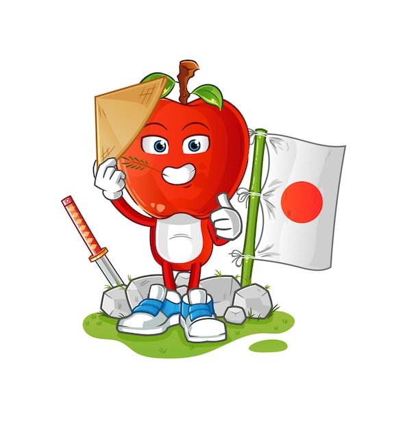 Apple head cartoon japanese vector cartoon character