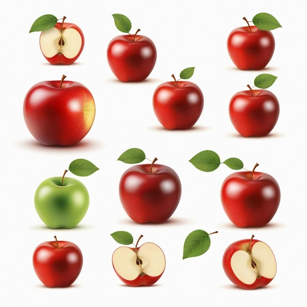 Vector apple vector set white background isolated a high quality image