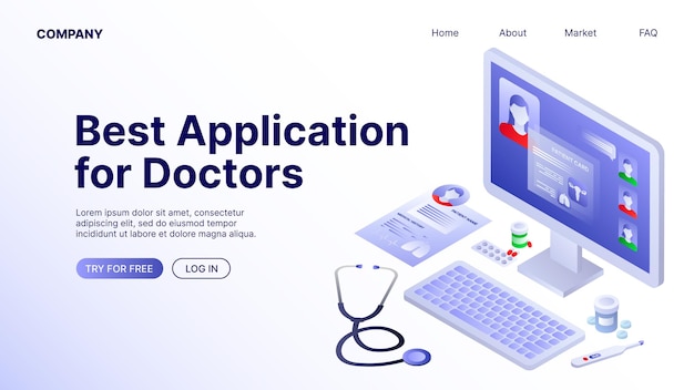 Application for Doctors Clinics Website Landing Page Template