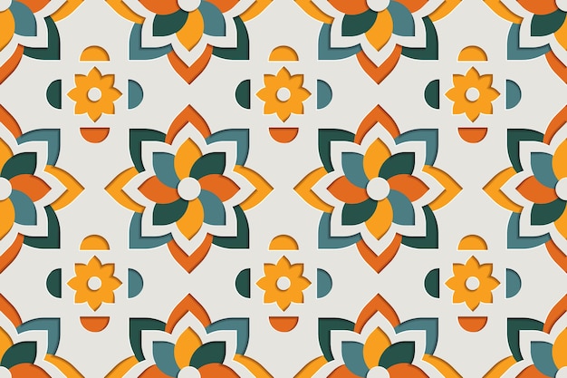 Arab floral arabesque seamless pattern. East motif paper style background  