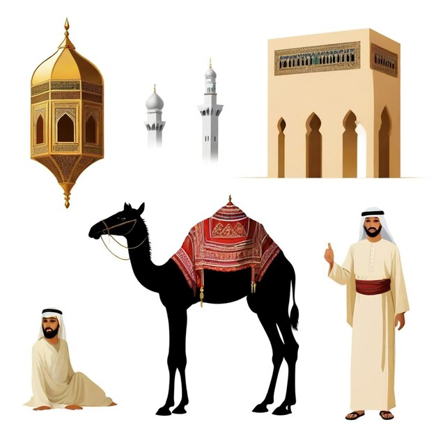 Vector arab vector set white background isolated a high