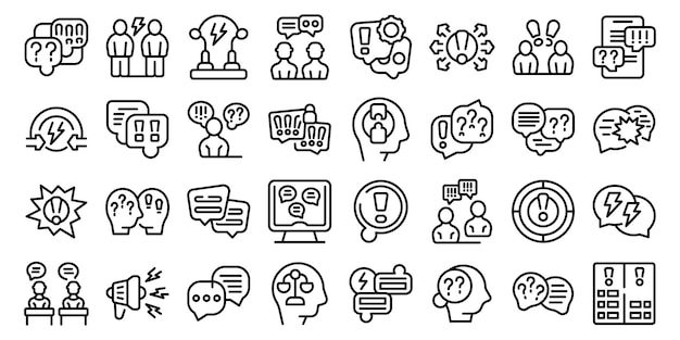 Argument icons set outline vector Scream angry