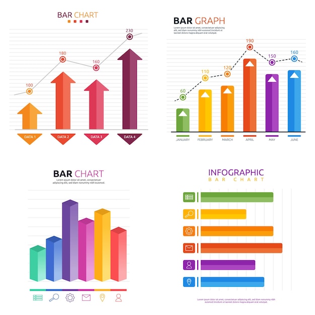 Arrow Bar Graph Chart Statistic Data Infographic Template