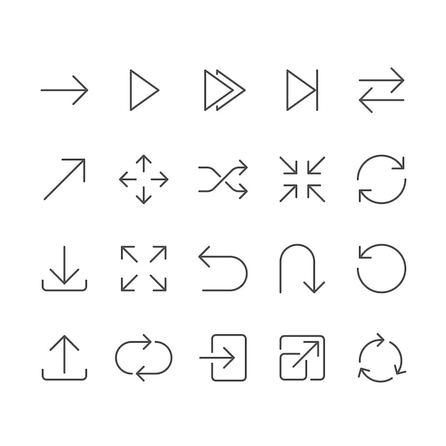 Arrow symbol thin icons Editable stroke