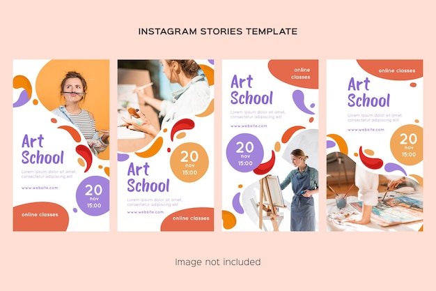 Vector art school instagram stories collection