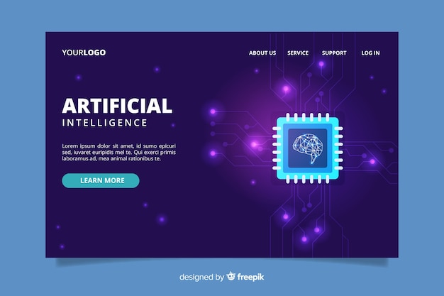 Artificial intelligence landing page template