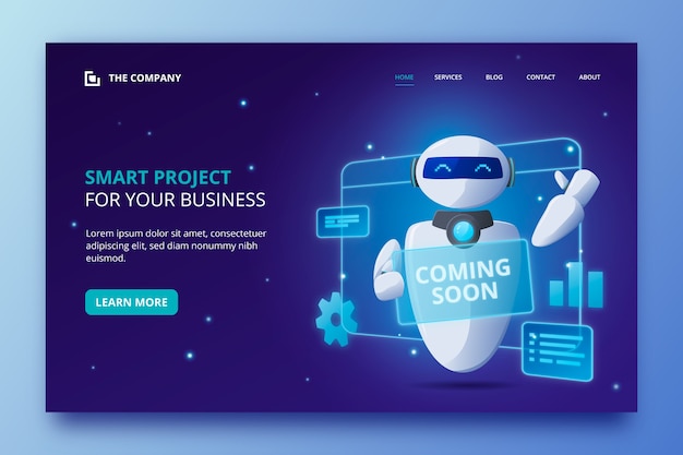 Artificial intelligence landing page template