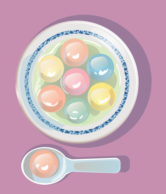 Asian Chinese and Taiwanese festivals Lantern Festival delicious glutinous rice balls  vector