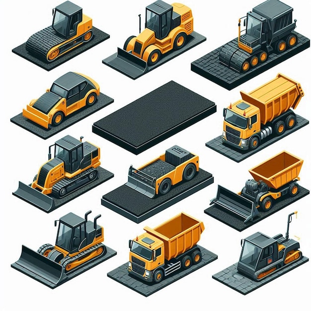 Vector asphalt paver vector illustration