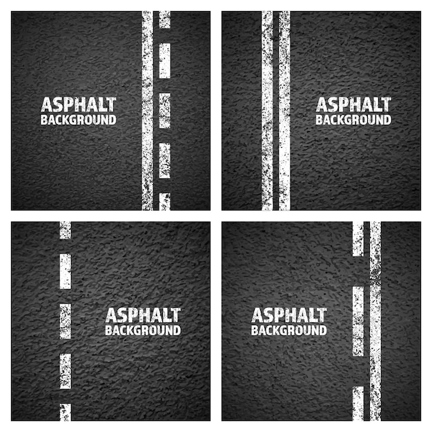 Vector asphalt road with white cracked lane marking concrete highway surface texture street traffic line