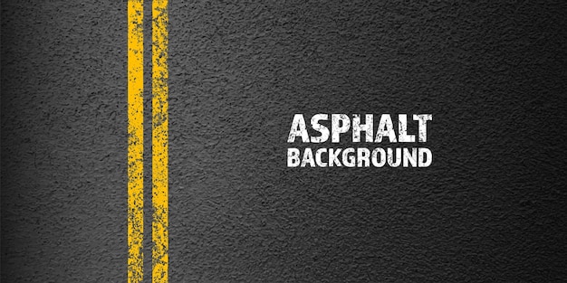 Vector asphalt road with yellow cracked lane marking concrete highway surface texture street traffic line