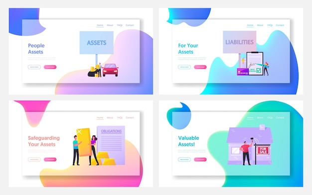 Assets and Liabilities Landing Page Template Set.