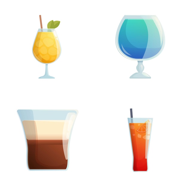 Vector assorted beverage glasses set illustration