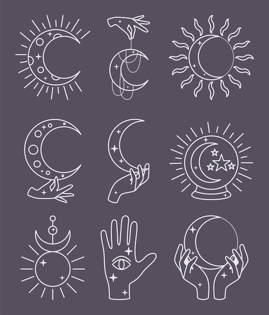 Astrology symbols icon set