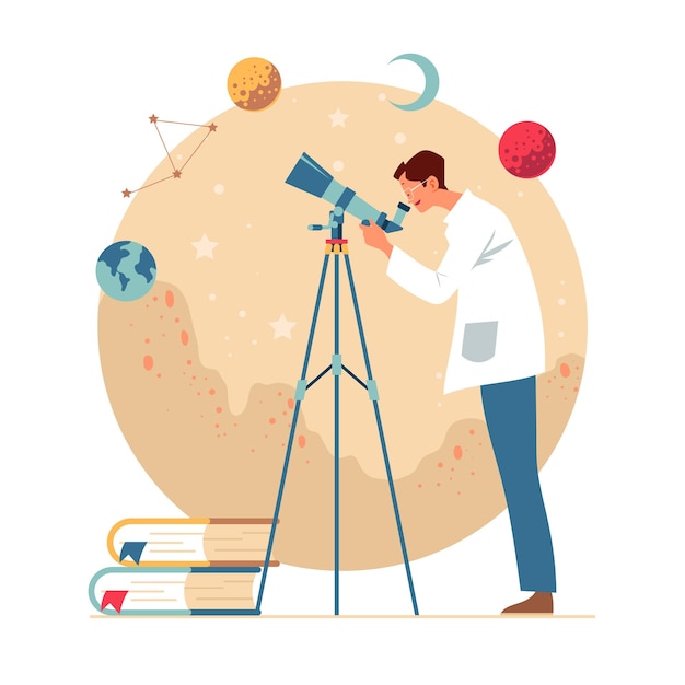 Astronomer Scientist Observing Planet