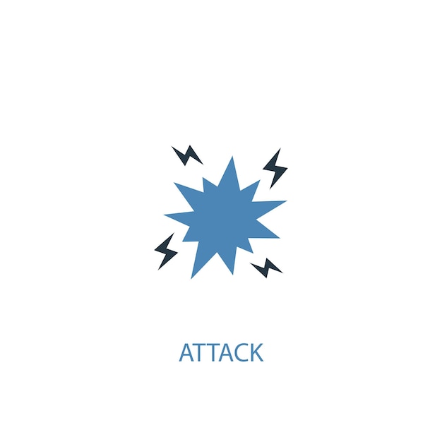 Attack concept 2 colored icon. Simple blue element illustration. attack concept symbol design. Can be used for web and mobile UI/UX