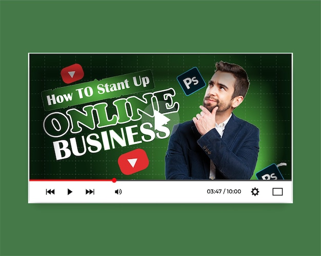 Vector attractive live stream digital online business thumbnail solution creative template editable design