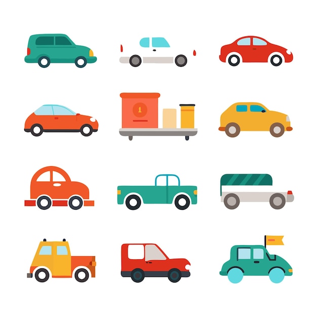 Vector automobile and vehicle icon set vector illustration