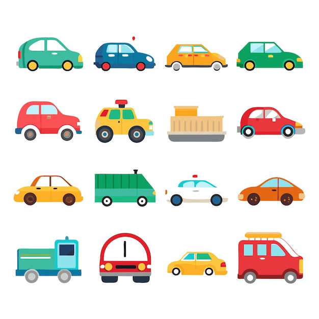 Vector automobile and vehicle icon set vector illustration