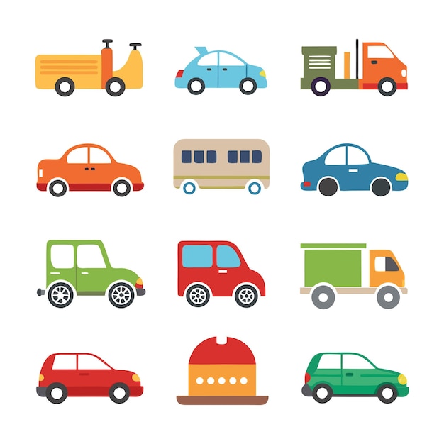 Vector automobile and vehicle icon set vector illustration