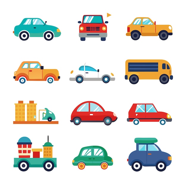 Vector automobile and vehicle icon set vector illustration