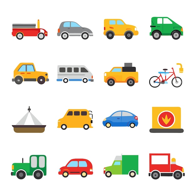 Vector automobile and vehicle icon set vector illustration