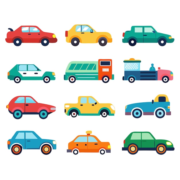 Vector automobile and vehicle icon set vector illustration