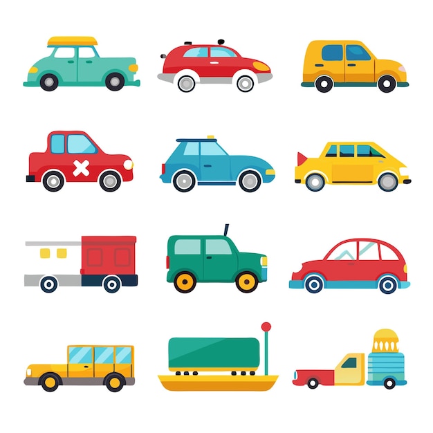 Vector automobile and vehicle icon set vector illustration