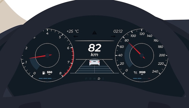 Vector automotive panels with sensors in the car interior measurement of car speed and engine revolutions