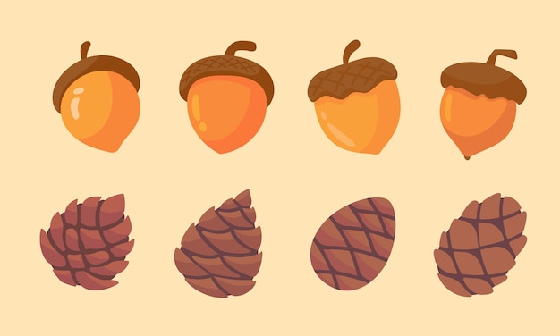 Vector autumn acorn thanksgiving decorative elements