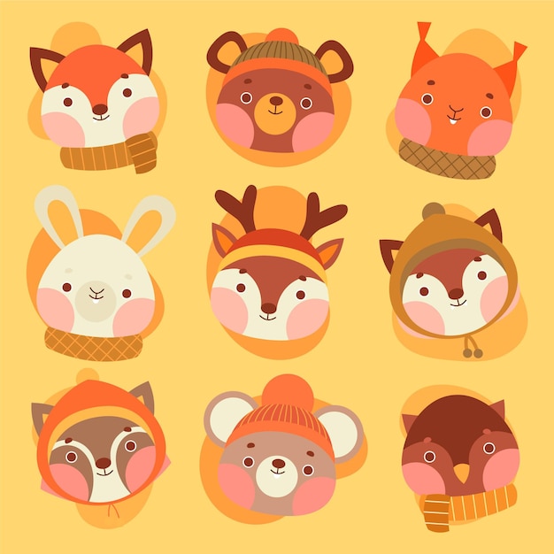 Autumn animals collection