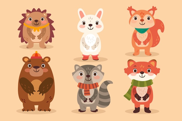 Autumn animals collection