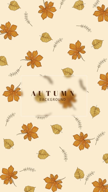 Vector autumn background design pumpkin and botanical leaves hand drawing abstract art wallpaper vector