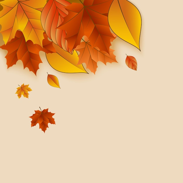 Autumn background with falling leaves Vector illustration