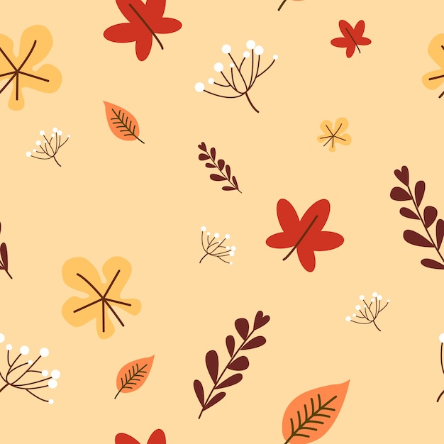 Vector autumn fall flower and leafs seamless pattern