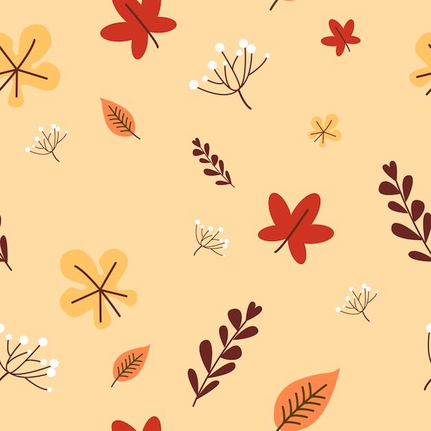 Autumn fall flower and leafs seamless pattern