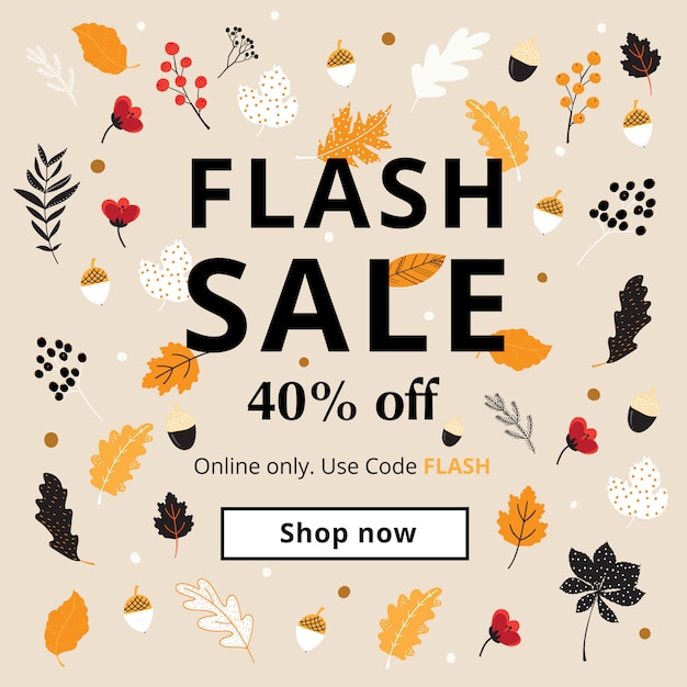 Autumn, Fall and Thanksgiving sale banner for mobile Ad sizes.