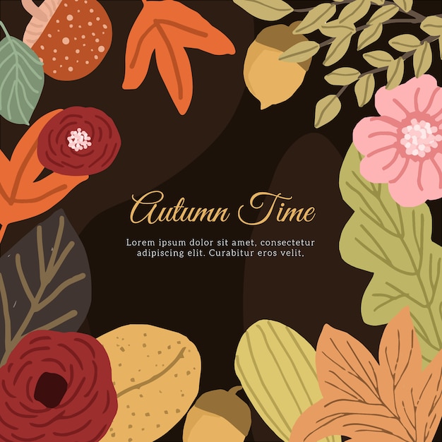 Vector autumn floral with dark background