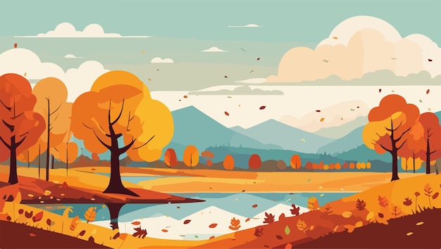 Vector autumn foliage in the countryside a natural and serene setting