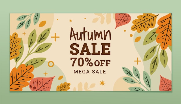 Autumn hand drawn flat sale banner