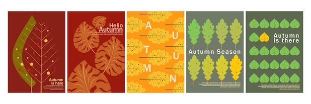 Vector autumn illustrations set patterns and simple pictures hello autumn background for sale banner poster flyer cover autumn card